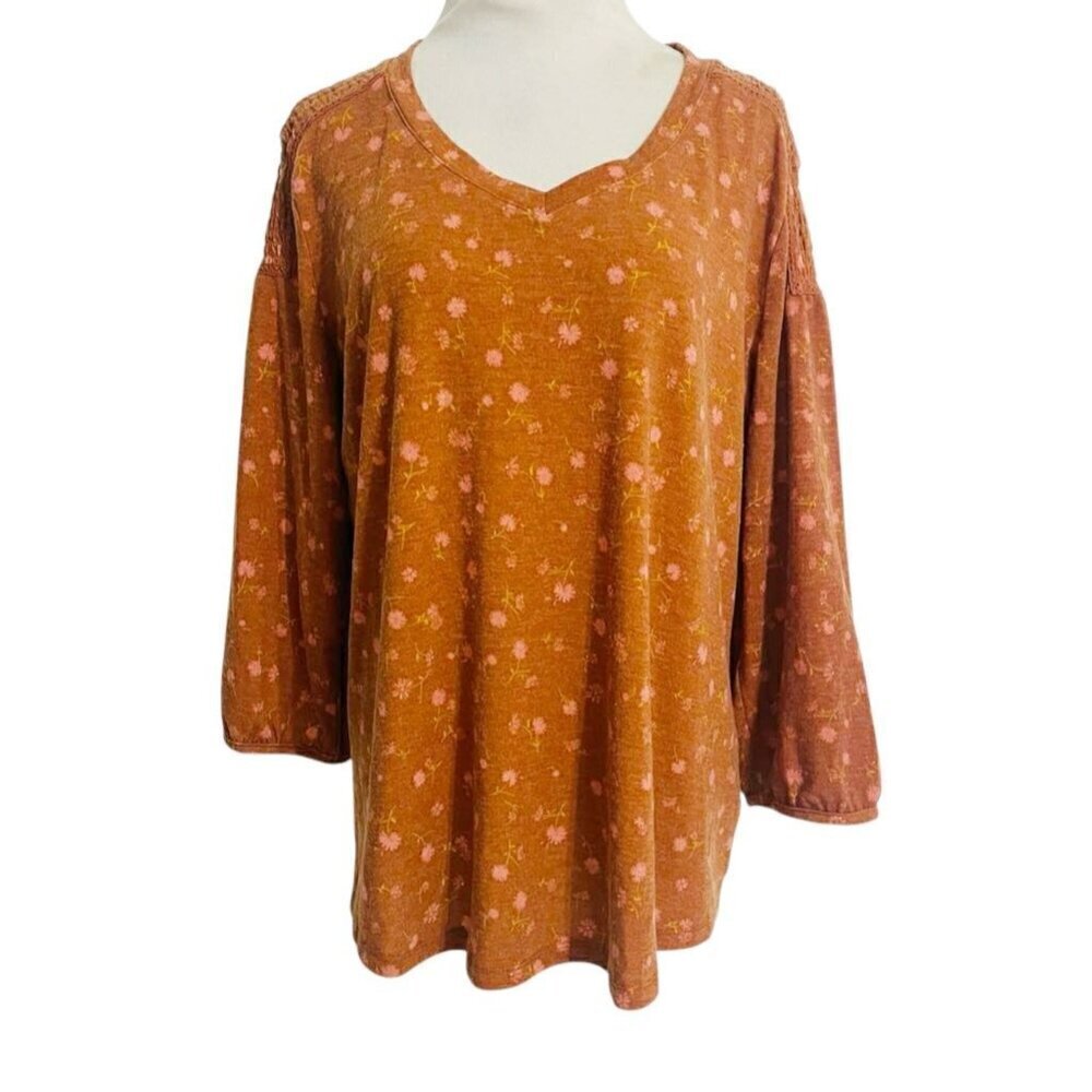 Mason & Belle Size XL  Top Blouse Floral Knit Shirt